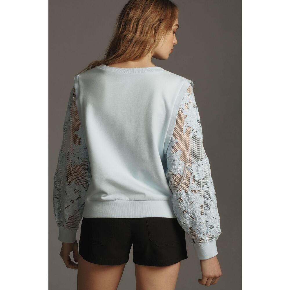 NWT Anthropologie Embroidered Blue Sweatshirt - Large - Picture 4 of 6